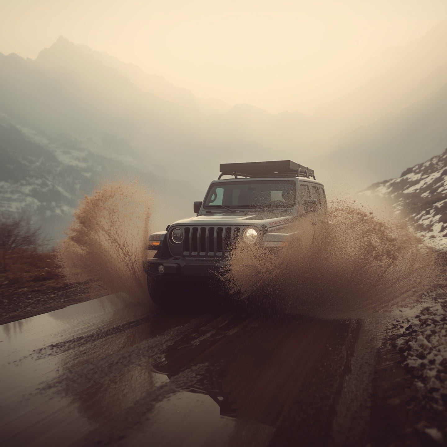 Jeep going through the desert