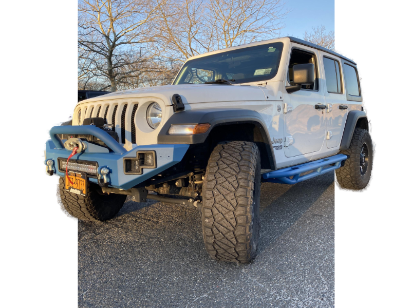 Blue bumper on Jeep Wrangler