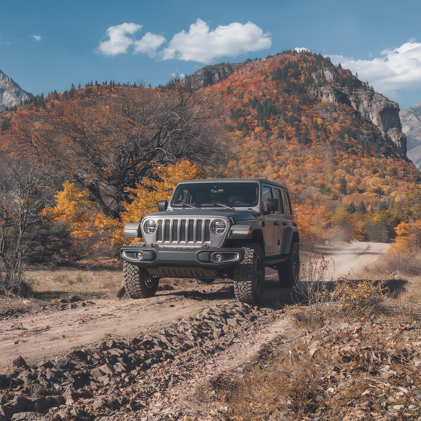 Jeep Wrangler in the Autumn with Fuel Wheels and Nitto Terra Grapplers