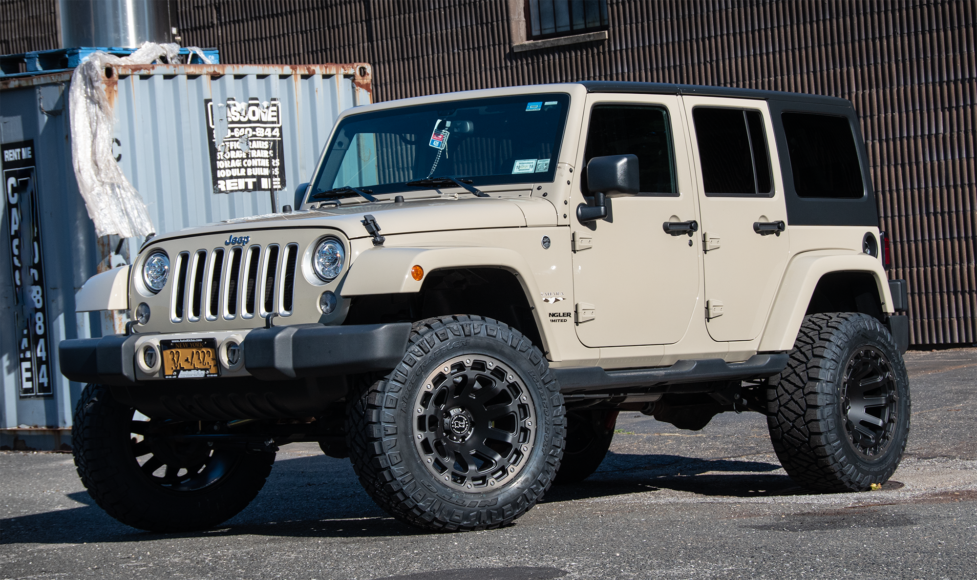 Jeep Wrangler lifted with black rhino wheels and nitto tire package by Autokicks